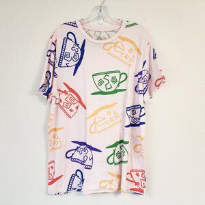 Disney  Alice In Wonderland Mad Tea Party Tea Cup T-Shirt Sz L Casual